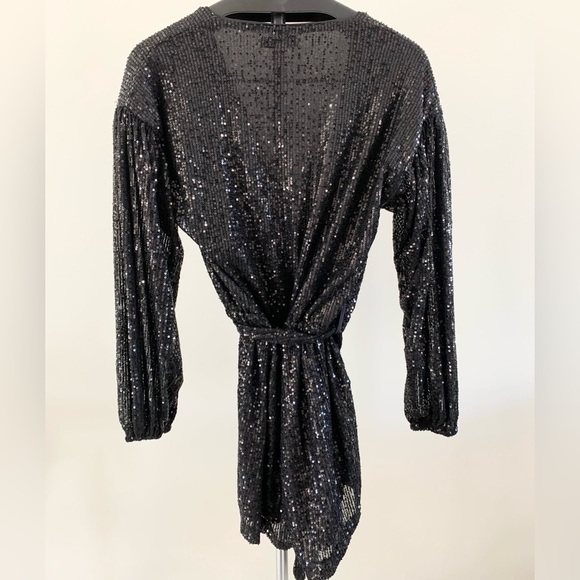 She + Sky Sequin Long Sleeve Belted Romper - Picture 6 of 12